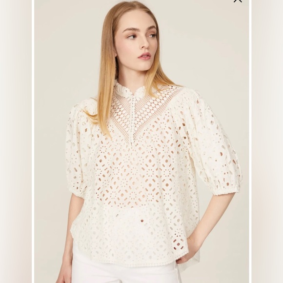 All Saints Tops - All Saints Off White Eyelet Blouse